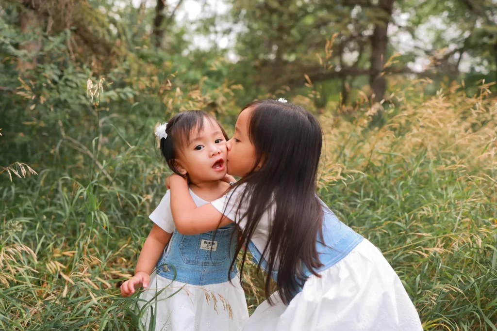 mother and daughter field portrait