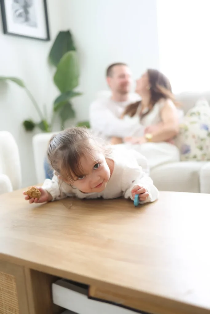 baby lying on table family background