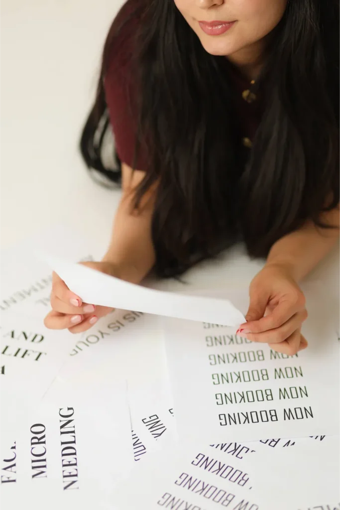 branding session flat lay business cards