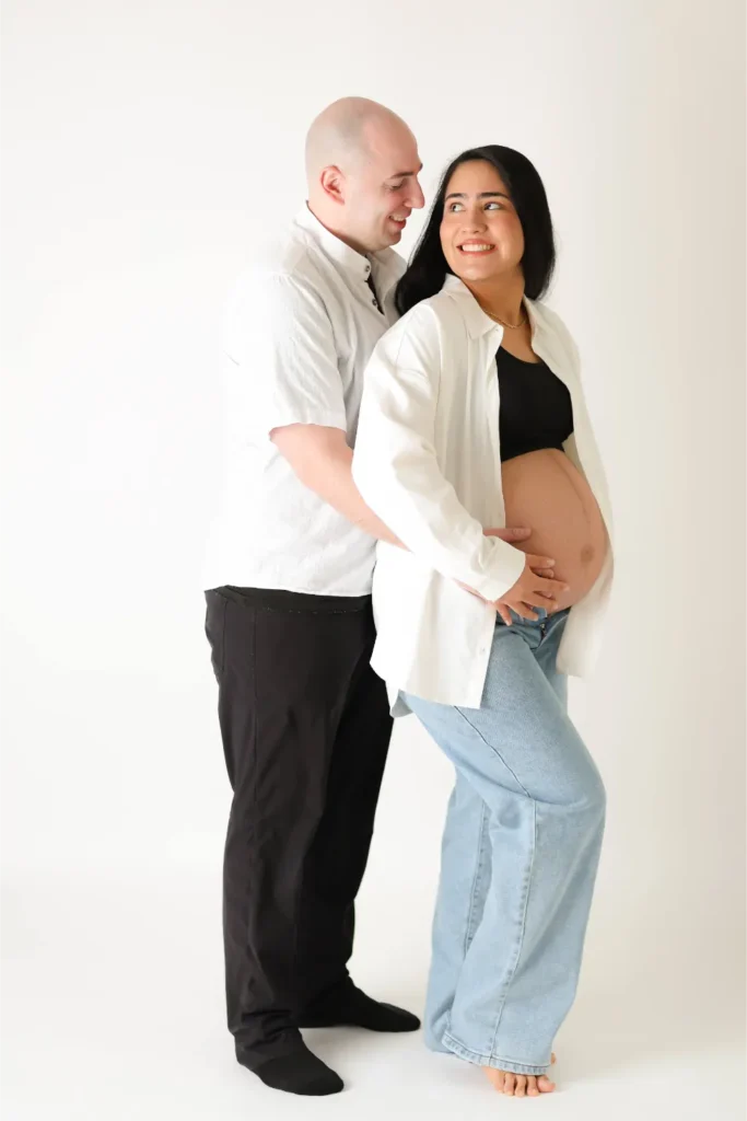 couple maternity studio portrait