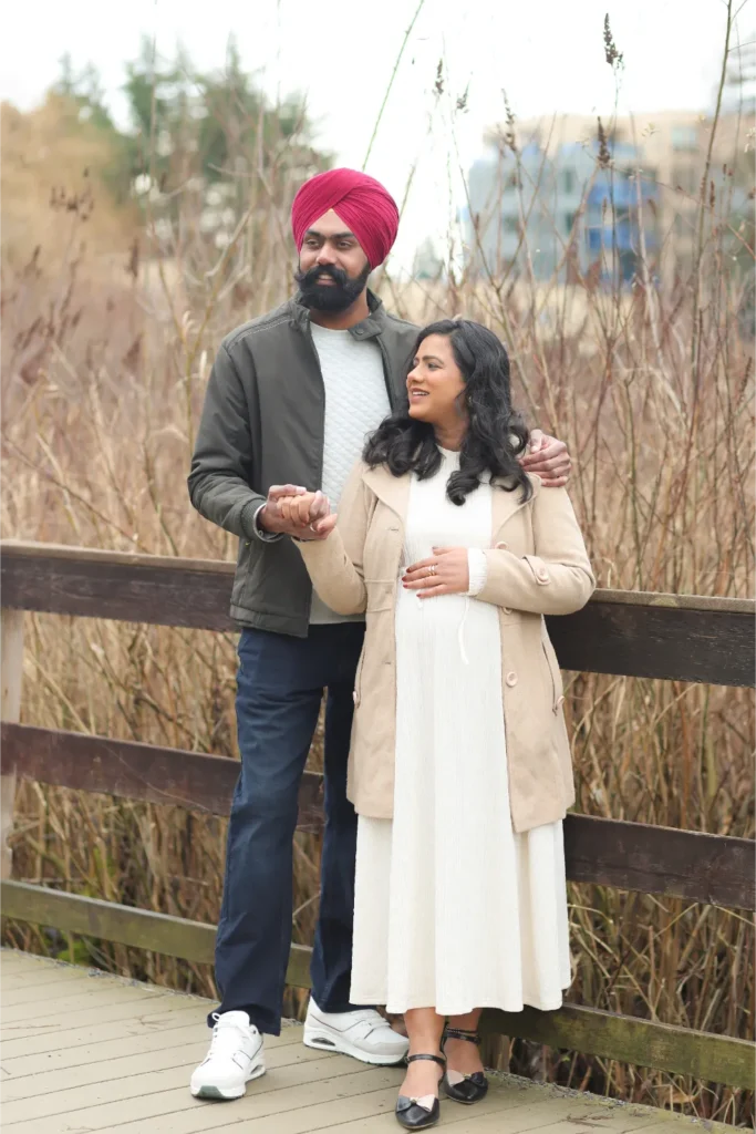 couple outdoor portrait fall lakeside