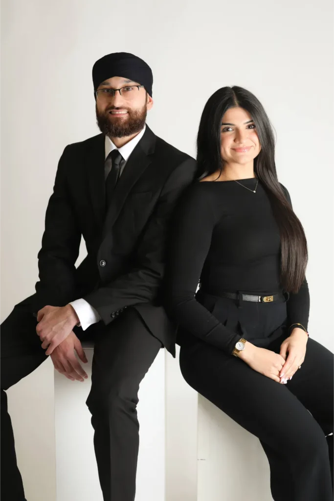 elegant couple coordinated black attire