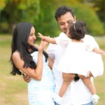 family with toddler outdoor portrait