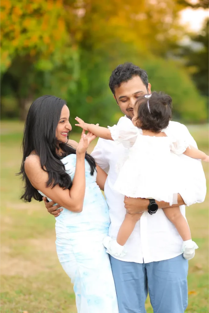 family with toddler outdoor portrait