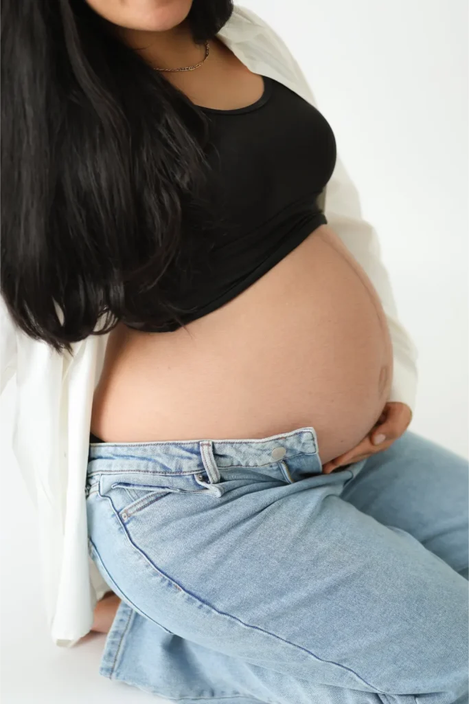 maternity baby bump close up studio