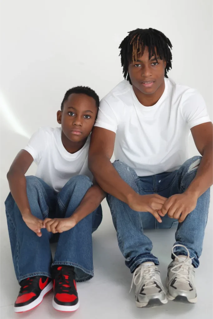 teen brothers studio portrait