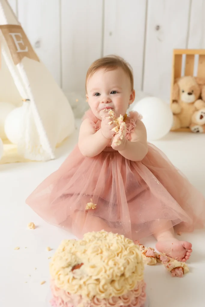 baby girl cake smash