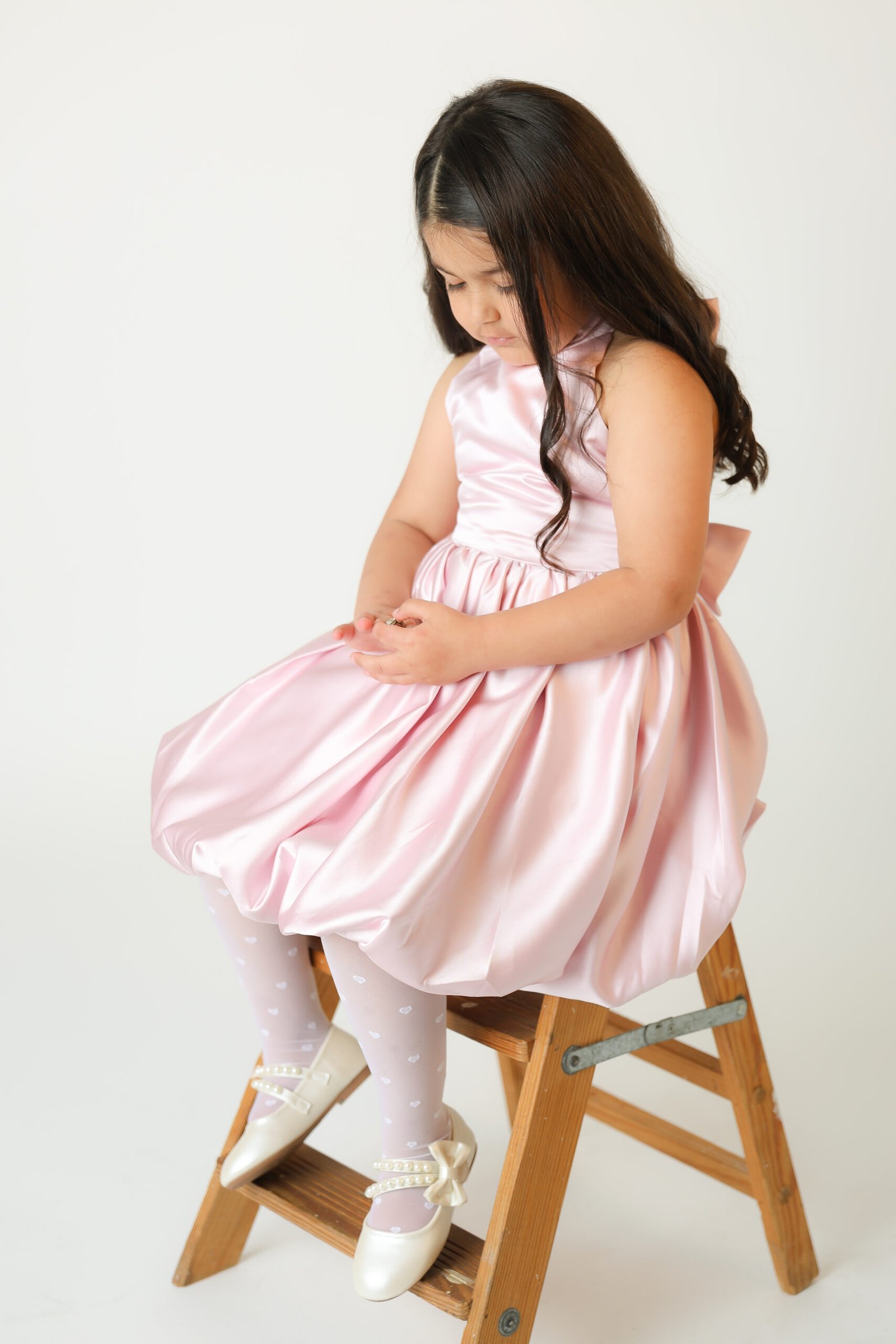 Girl Pink Dress Fifth Birthday Portrait, photo 6
