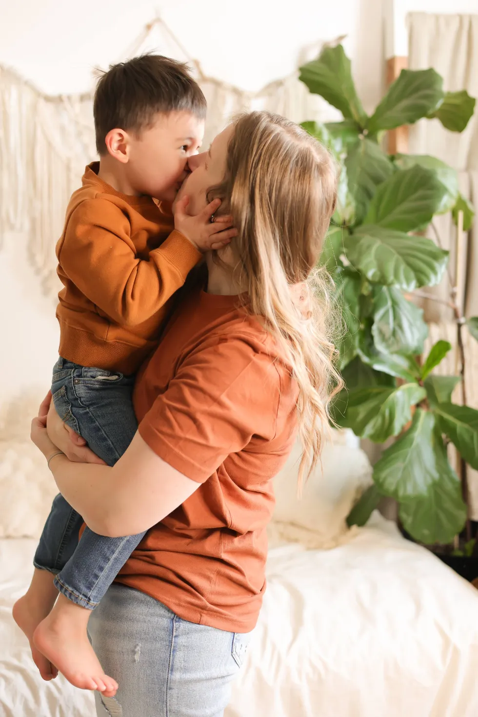 Mother Hugging Son Studio Portrait, photo 7