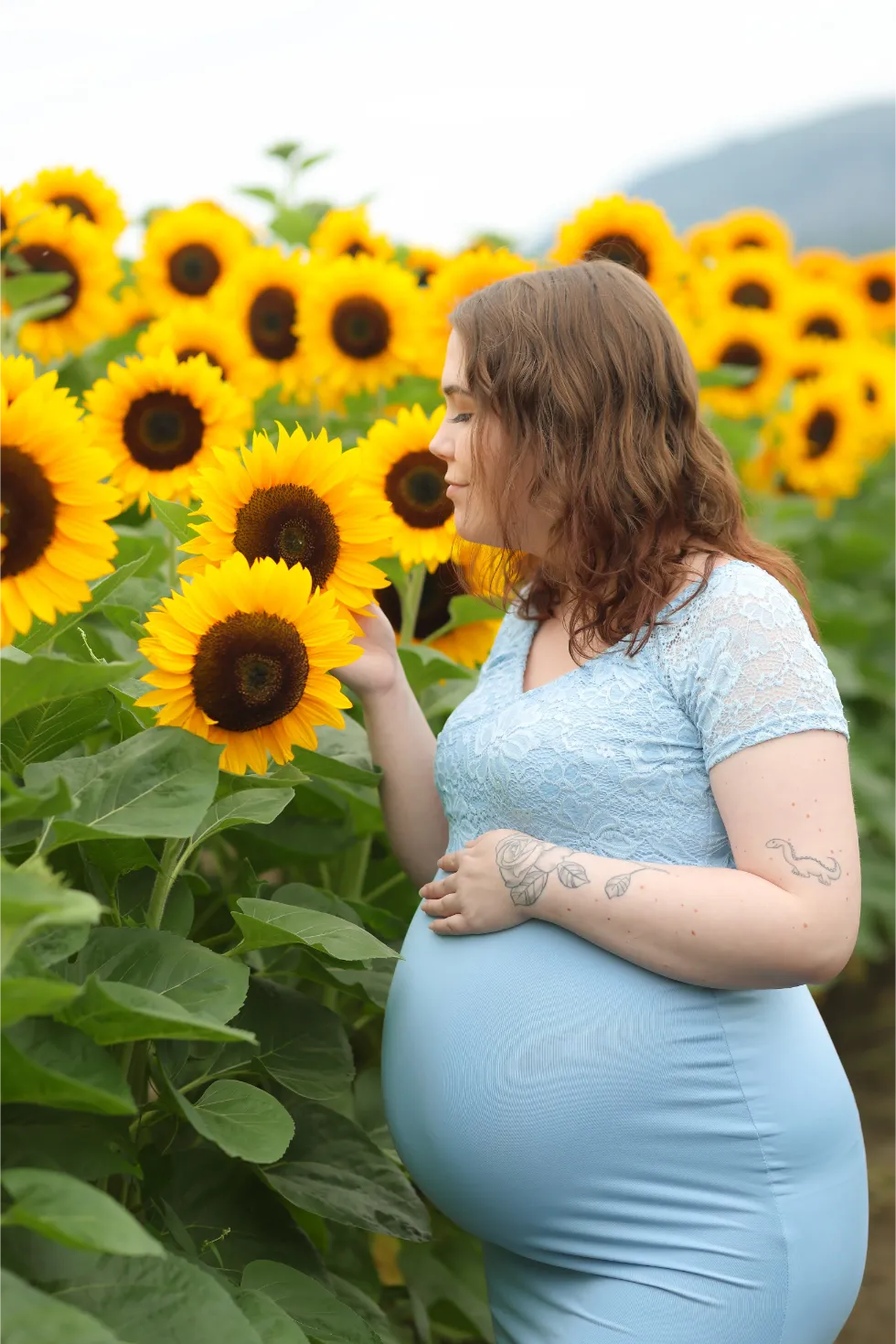 Pregnant Woman Sunflower Field Portrait, photo 9