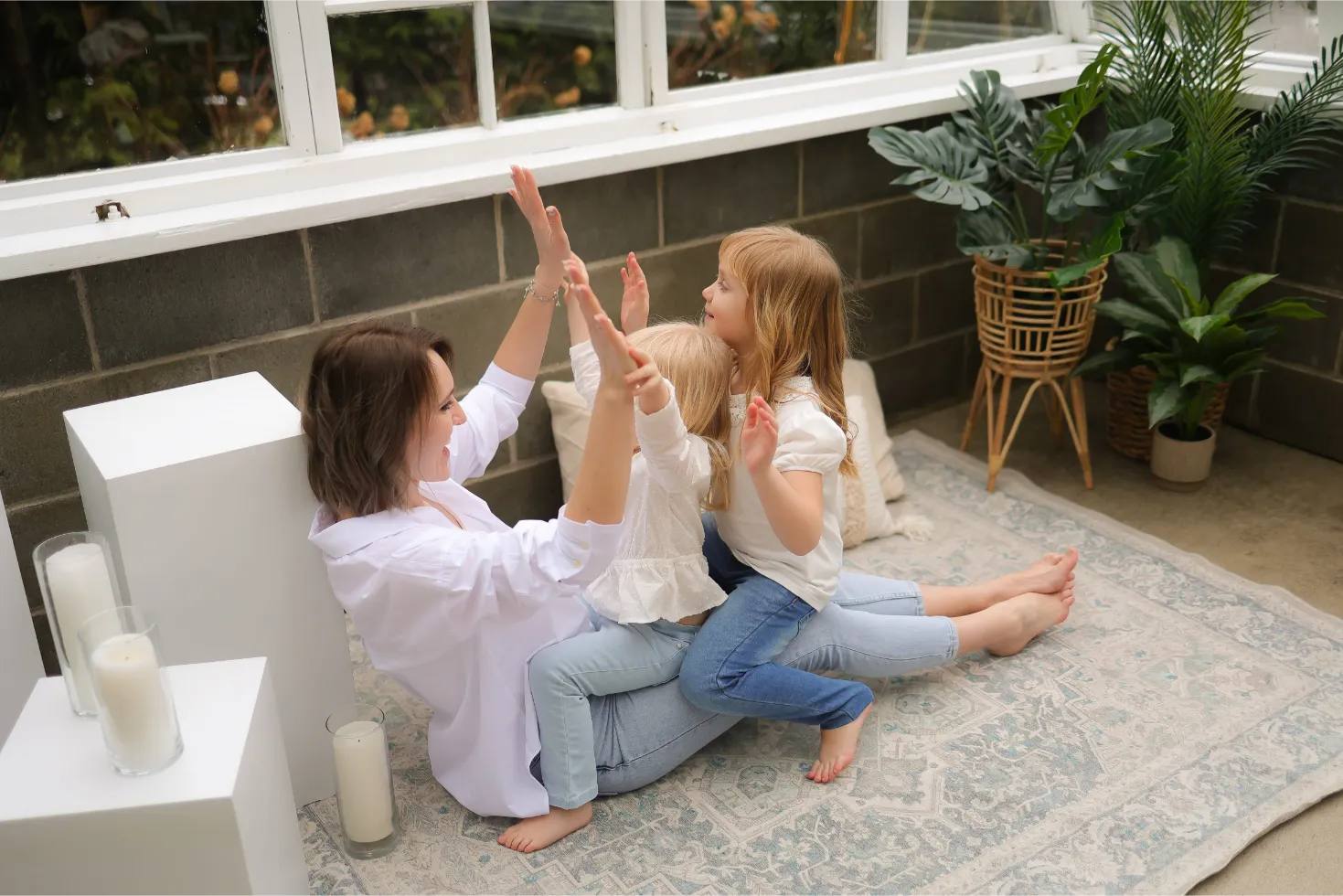 Siblings Playing Window Light, photo 7