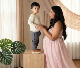 mother and toddler standing studio portrait mother and toddler standing studio portrait